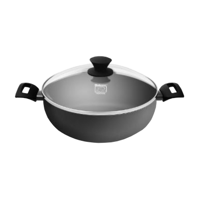 BALZANO Hard Stone Wok With Glass Lid 30 X 10cm/ 32 X 11cm